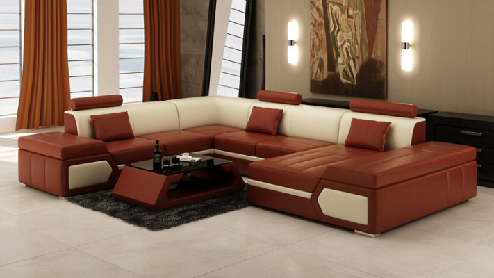 Leather sofa couch living room landscape corner sofa set design modern sofa K5013
