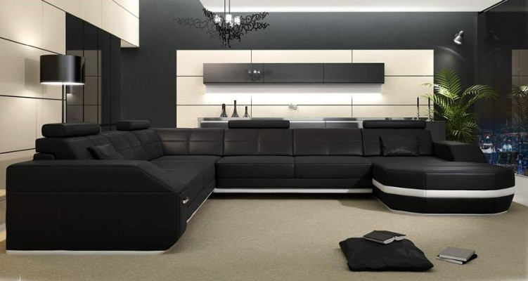 Leather sectional sofa couch corner sofa corner set design modern sofa with USB