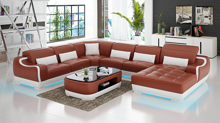 Leather sofa upholstery seat corner sofa set living room landscape couch G8025