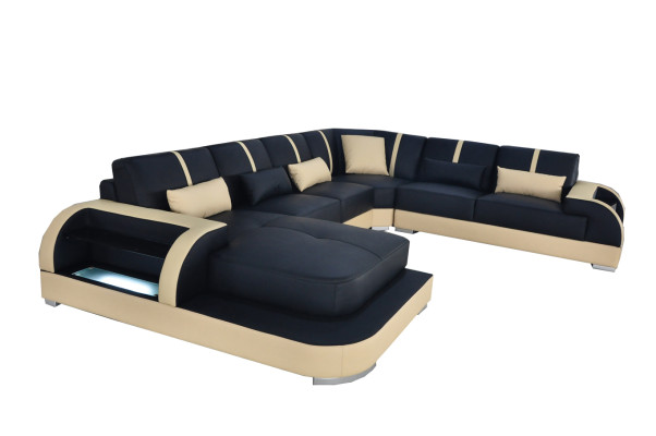 Leather couch upholstery seat corner set modern design sofas living landscape U shape