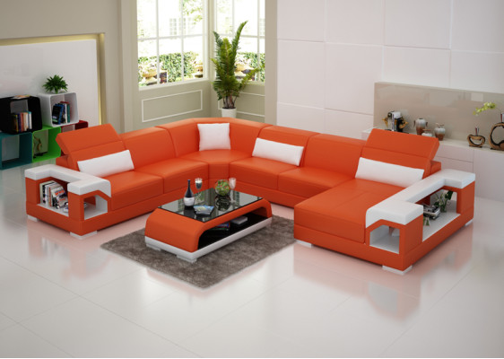 Living landscape upholstered corner sectional sofa with USB furnishing landscape leather