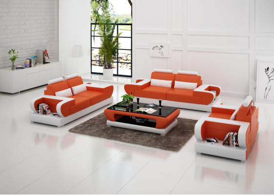 Leather Sofa Couch Living Landscape 3+2+1 Seating Set Design Modern Sofa G8003D