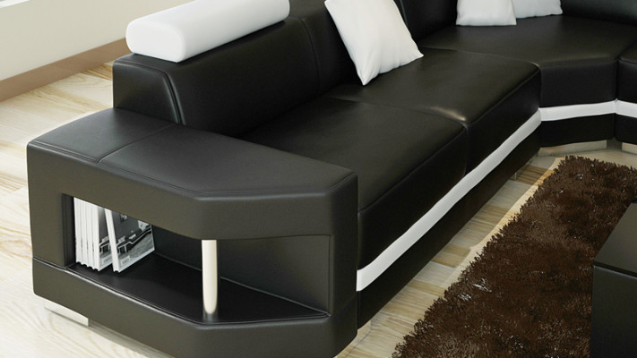 Leather sofa couch living area sectional sofa suite design modern sofa with USB