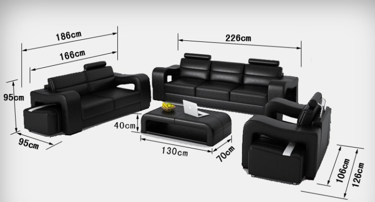 Leather Sofa Couch Living Landscape 3+2+1 Seater Suite Design Modern Sofa F3008D