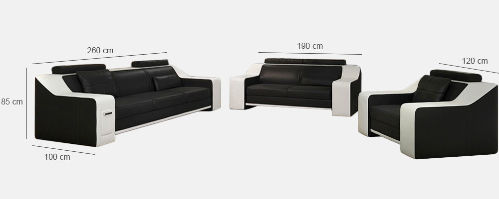Leather sofa set, sofa couch seating upholstery suite, sofa set 3+2+1 Sofas HuttenGB