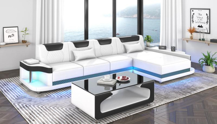 Sectional sofa L-shape upholstery leather living landscape couches sofas corner luxury furniture new