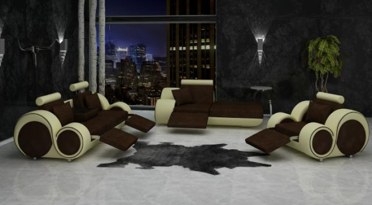 Sofa Leather Textile Fabric Sofa Set 3+Chaise+1 USB Living Room Set