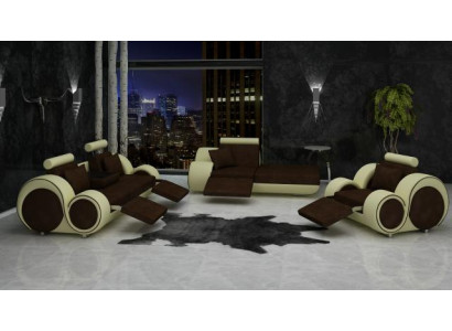 Sofa Leather Textile Fabric Sofa Set 3+Chaise+1 USB Living Room Set