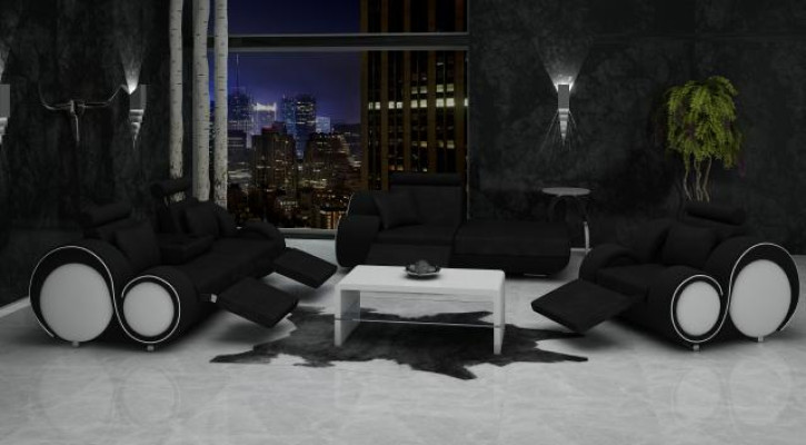 Sofa Leather Textile Fabric Sofa Set 3+Chaise+1 USB Living Room Set
