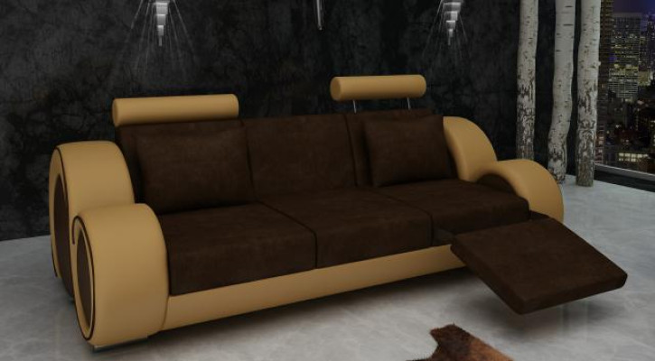 Sofa Leather Textile Fabric Sofa Set 3+Chaise+1 USB Living Room Set