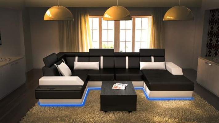 Designer living landscape corner couch + USB sofa cushion set leather sofa sofas new