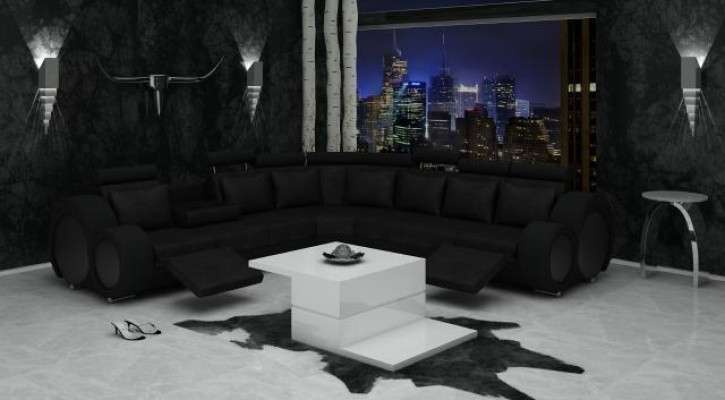TEXTILE SOFA with USB DESIGNER SOFA SUITE LEATHER CORNER SOFA LIVING AREA CORNER NEW