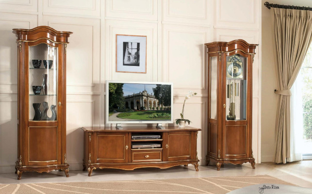 TV Sideboard RTV Living Room Design Shelf Brown Wood Shelves Lowboard Italy New