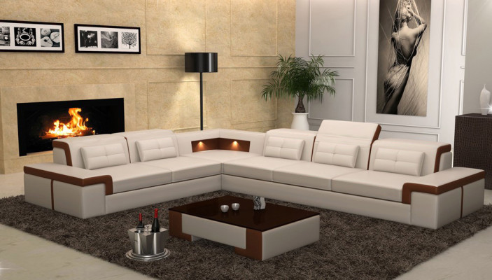 Corner Leather Modern XXL Couch Living Landscape Sofas Sofa L Shape B2021 Table