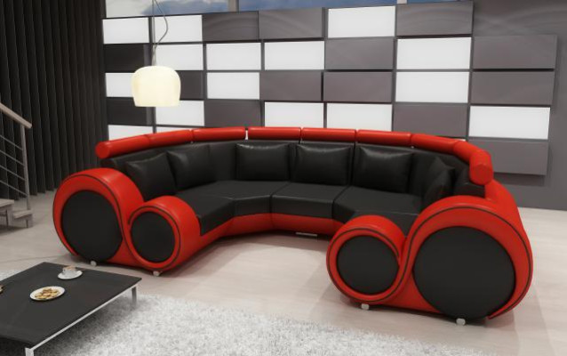 XXL Living Room Landscape Leather Sofa Design Upholstery Suite Couch Corner Sofa Big Sofa +USB