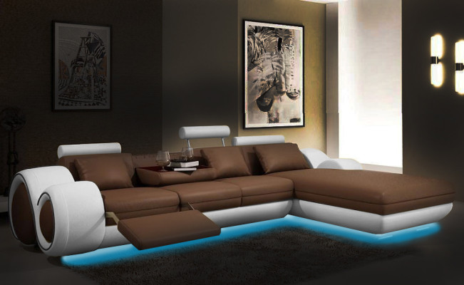 Patented design corner sofa couch upholstery leather corner living landscape BERLINs