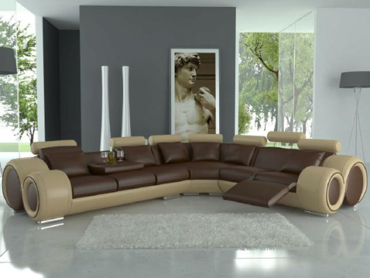 Leather corner sofa leather sofa USB living landscape upholstery set black white new