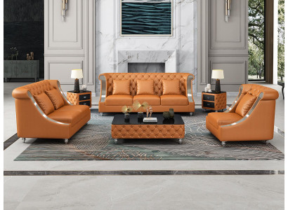 Chesterfield Sofa Set Upholstered Couch Leather Sofa 321 Seater Living Room Set New