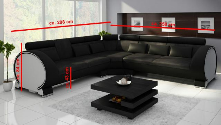 Corner Sofa VIGO "LT01" Corner Couch Sofa USB Corner Set Leather Sofa Leather Textile Fabric