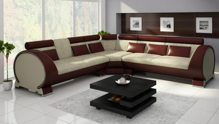 Corner sofa VIGO Sofa + USB Corner set Leather sofa Leather Textile Fabric LT01 Corner couch