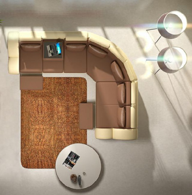 Leather sofa with USB design, leather corner sofa living area "BERLIN"