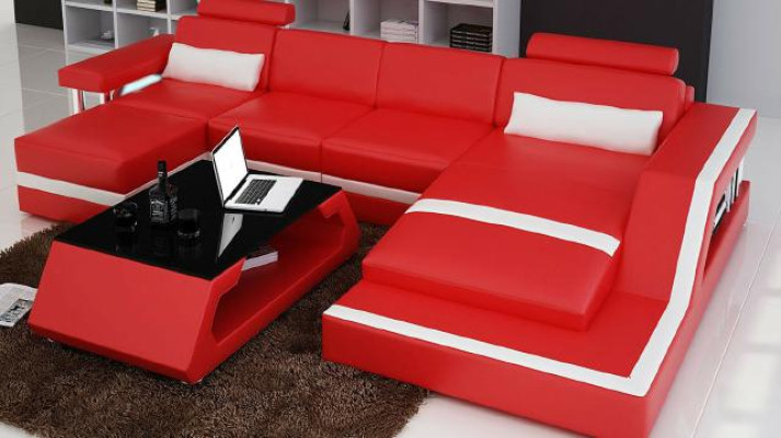 Designer corner sofa living landscape large modern leather sofa with USB HAMBURG III