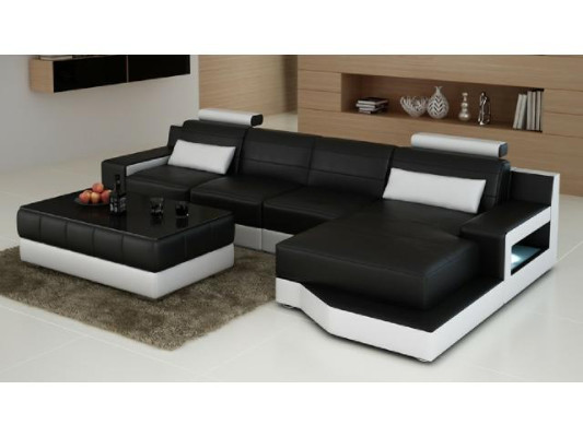 Leather sofa, sofa with USB, living landscape, bed function, new sectional sofa, new custom-made
