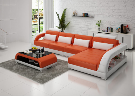 Leather sofa USB living landscape corner sofa corner suite design modern sofa G8012C new