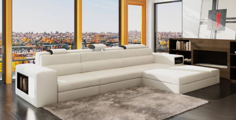 Designer sofa couch USB upholstery corner sofa set living landscape leather sofa LED
