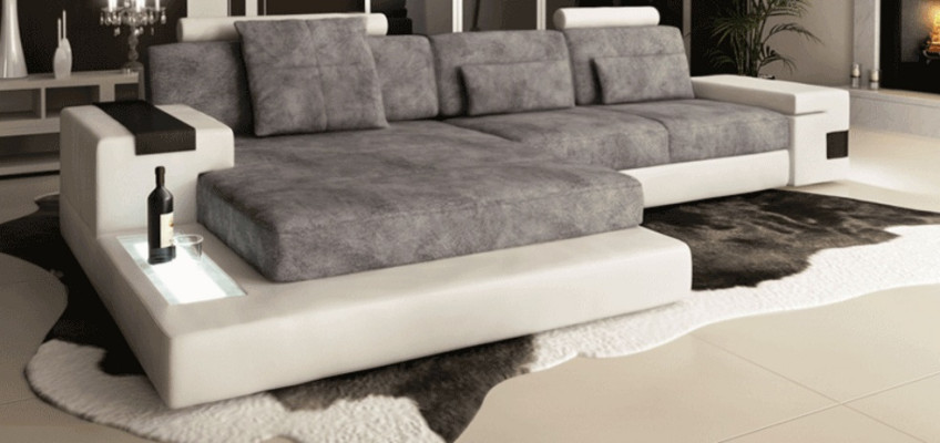 Sectional sofa living room L-shape upholstered sofa leather design NEW modern