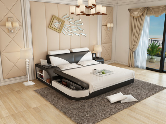 Waterbed Hotel Double Bed Complete Leather Bed, Padded Bed Water + USB