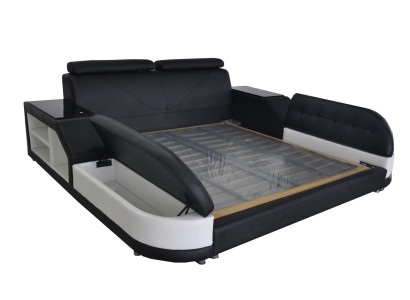 Design Bed XXL Big Leather Hotel Upholstered 180x200 Multifunction Shelf USB Beds
