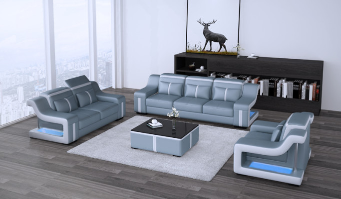 Leather living room suites couch set sofas couches sofa suite 3+2+1 with USB