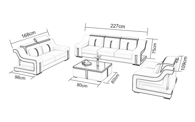 Leather living room suites couch set sofas couches sofa suite 3+2+1 with USB