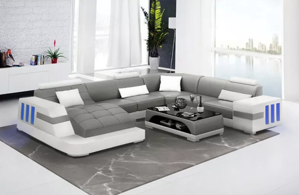 Designer sofa, corner sofa, leather sofa, sofas, U-shaped upholstered couch, living landscape, leather.