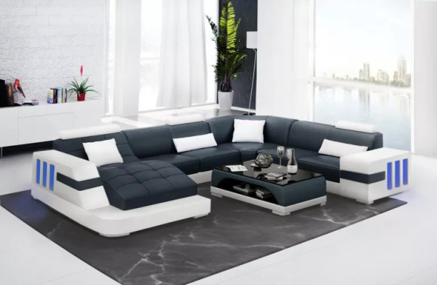 Designer sofa, corner sofa, leather sofa, sofas, U-shaped upholstered couch, living landscape, leather.