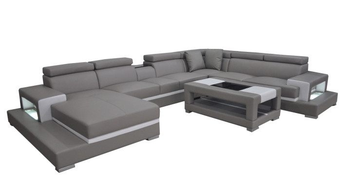 Design leather upholstered seating room living sofa corner couch with USB designer suite
