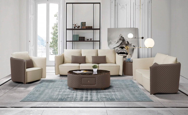 Leather sofa, designer sofa set, 2-piece upholstered set.