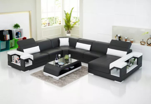 Corner sofa, living landscape, corner couch, corner suite, upholstered sofa, U-shaped leather sofa, couch.