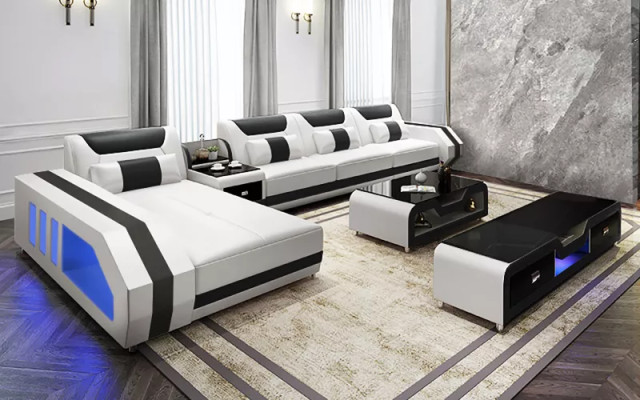 Corner sofa L-shape table coffee table sideboard sofa leather sofa corner sofa upholstered 3-piece set