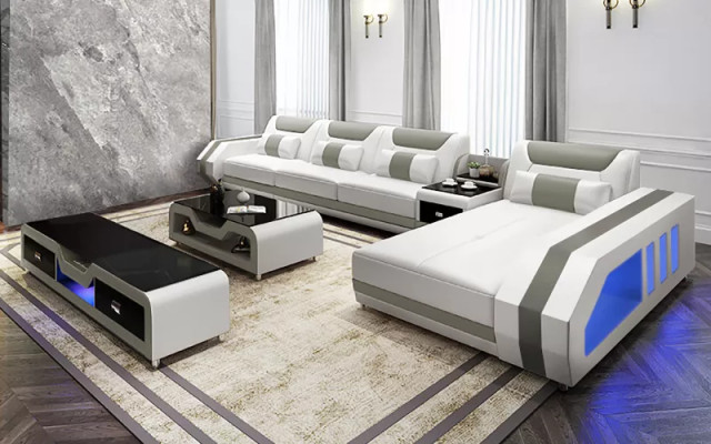 Corner sofa L-shape table coffee table sideboard sofa leather sofa corner sofa upholstered 3-piece set