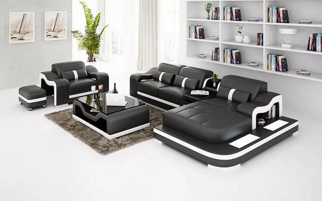 Designer sofa corner sofa L shape armchair seat cushion upholstery living landscape leather sofa