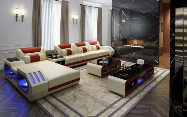 Noble luxury couch corner sofa living landscape multifunctional couches sofa USB light