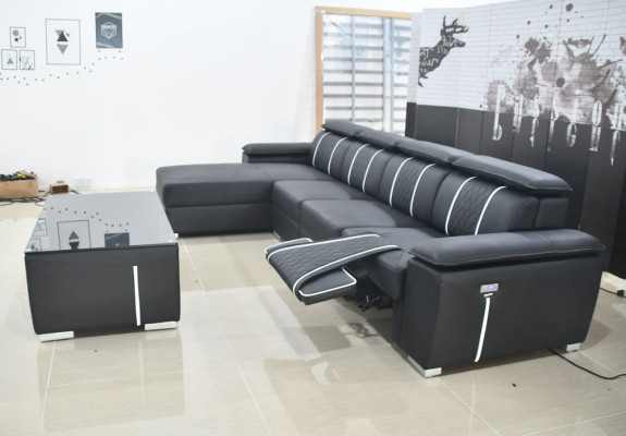 Design sectional sofa couch upholstery suite leather automatic recline function sofa new