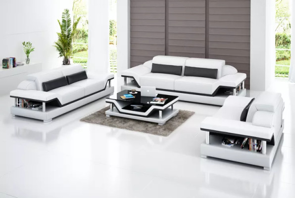 Living room sofa set 221 seater coffee table leather sofa modern sofa couch