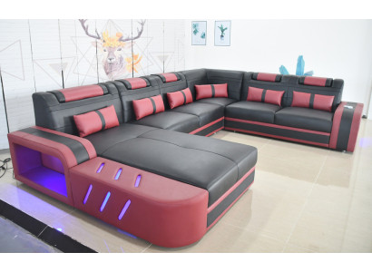 Leather sectional U-shaped sofa modern sofa soft corner sofa living area design