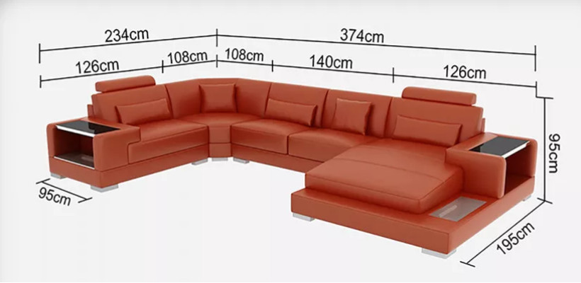 Corner sofa living landscape corner couch coffee table sofa U-shape leather sofa couch 2-piece new
