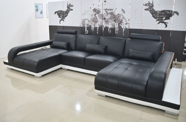 Leather Sofa, Modern Upholstered Leather Design Sectional Sofa, Textile Living Landscape Couch
