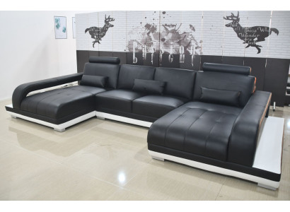Leather Sofa, Modern Upholstered Leather Design Sectional Sofa, Textile Living Landscape Couch