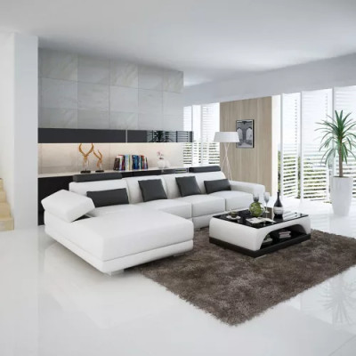 Leather sofa, corner sofa, upholstered designer sofa, modern sofa, L-shaped corner sofa